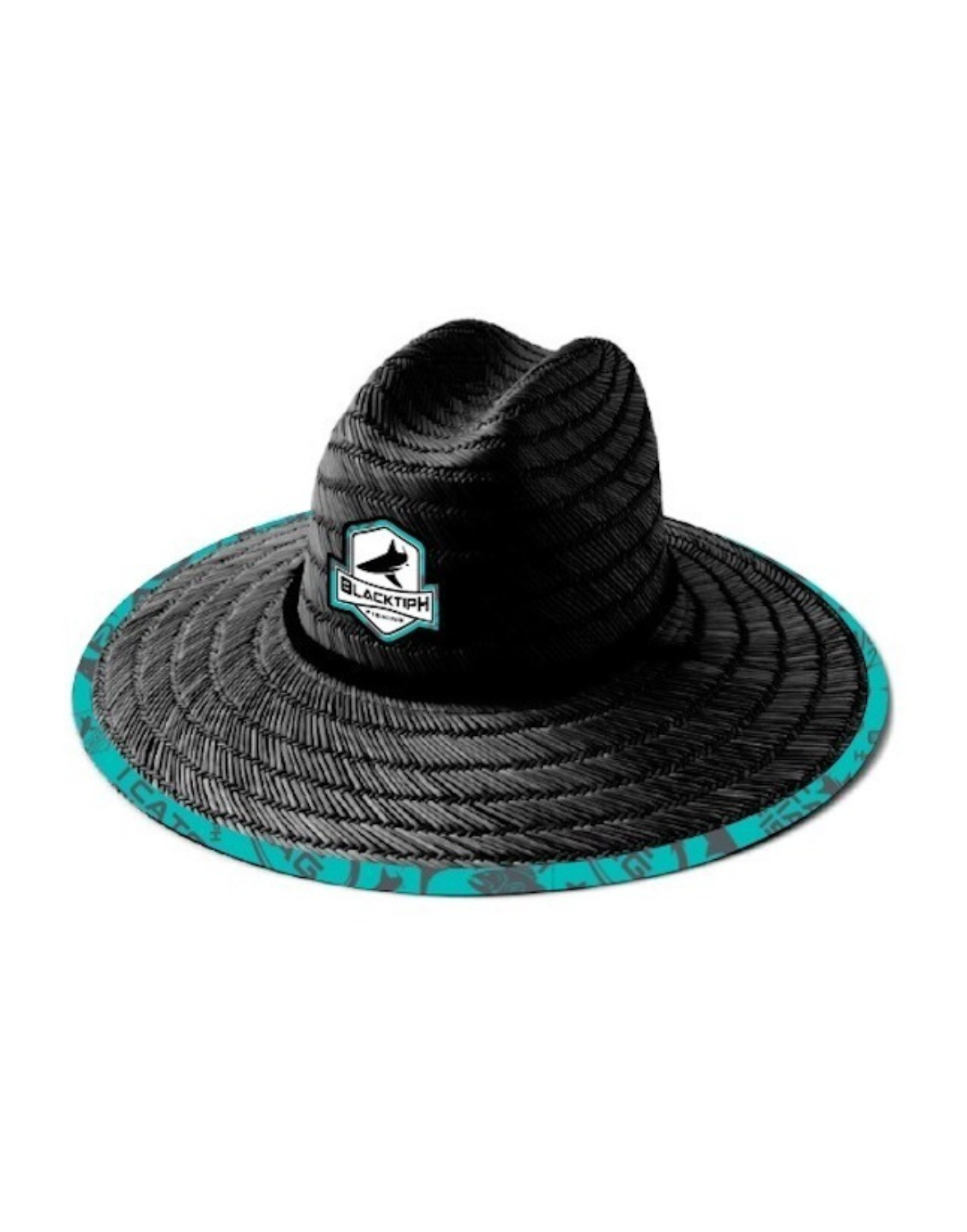 BlacktipH Straw Hat - Turquoise Blue - Black