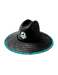 BlacktipH Straw Hat - Turquoise Blue - Black