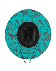 BlacktipH Straw Hat - Turquoise Blue - Black