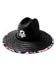 BlacktipH Straw Hat - Red White and Blue Shark Camo- Black
