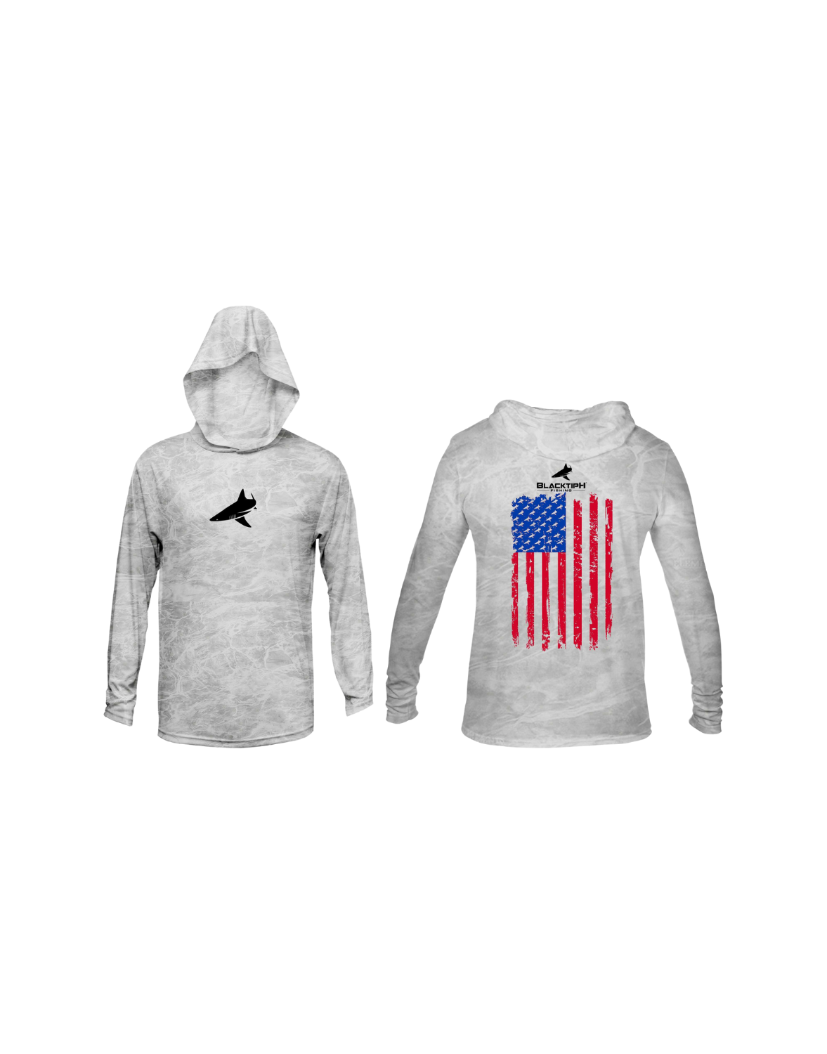 BlacktipH Patriotic Performance Distressed Hoodie with UPF 50+ Protection