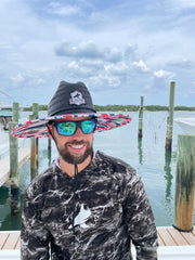 BlacktipH Straw Hat - Red White and Blue Shark Camo- Black